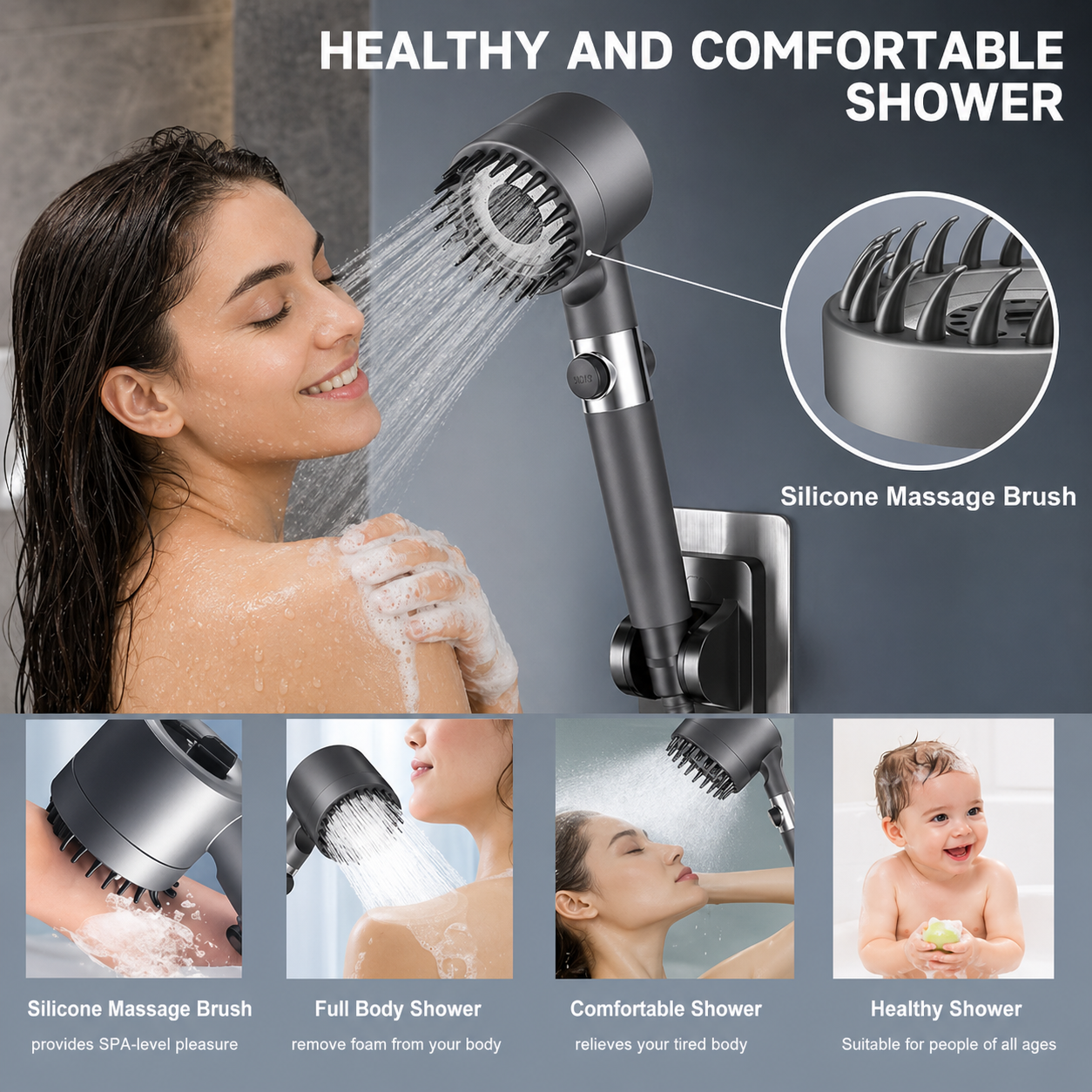 AquaForce™ High-Pressure Shower Head (3 Modes) | 50% OFF Today