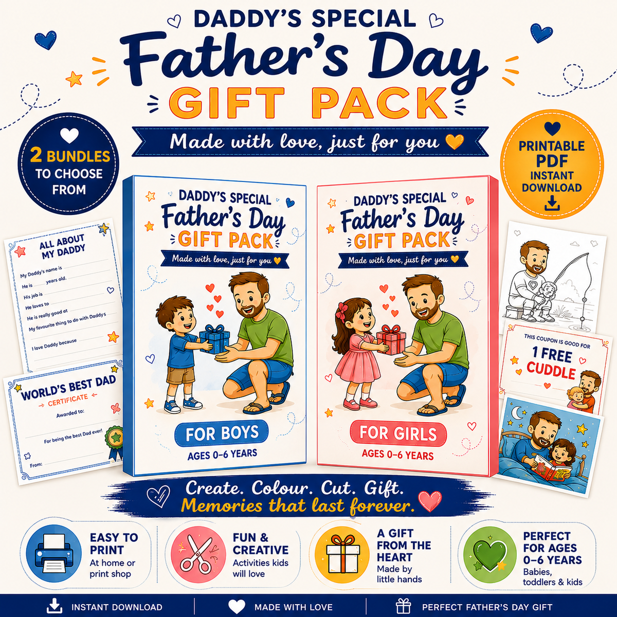 My Daddy & Me – Father’s Day Printable Gift Kit - 50% OFF Only Today