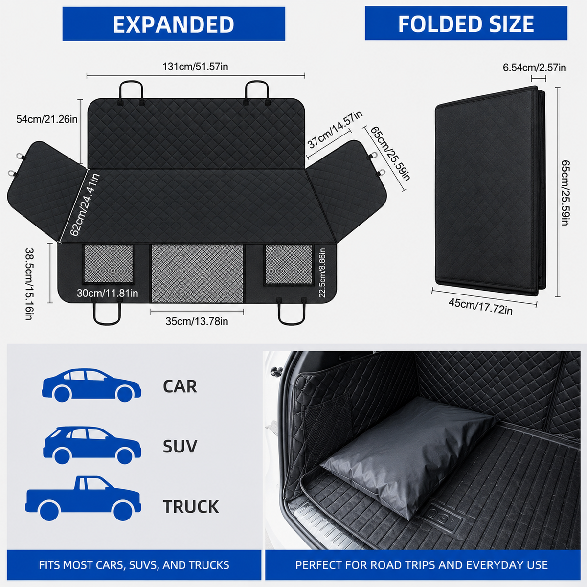 Dog Car Hammock – Hard Bottom Back Seat Extender Waterproof - 50% OFF Today Only