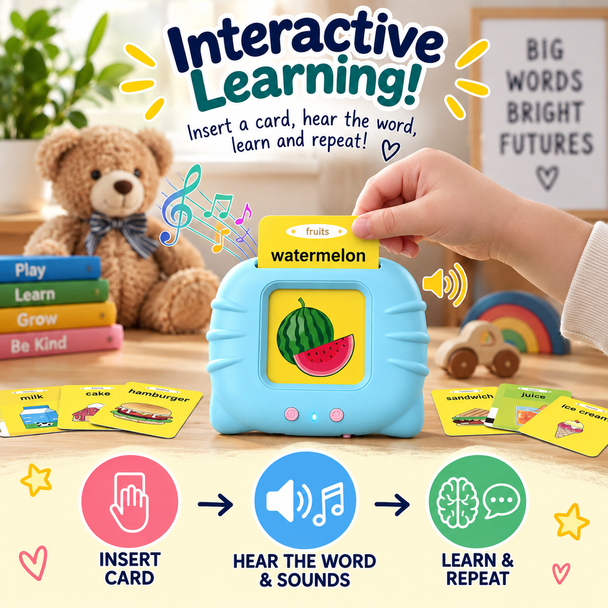 TinyTalk Flash Card Learning Toy + 2 Free Gifts- 50% OFF Only Today