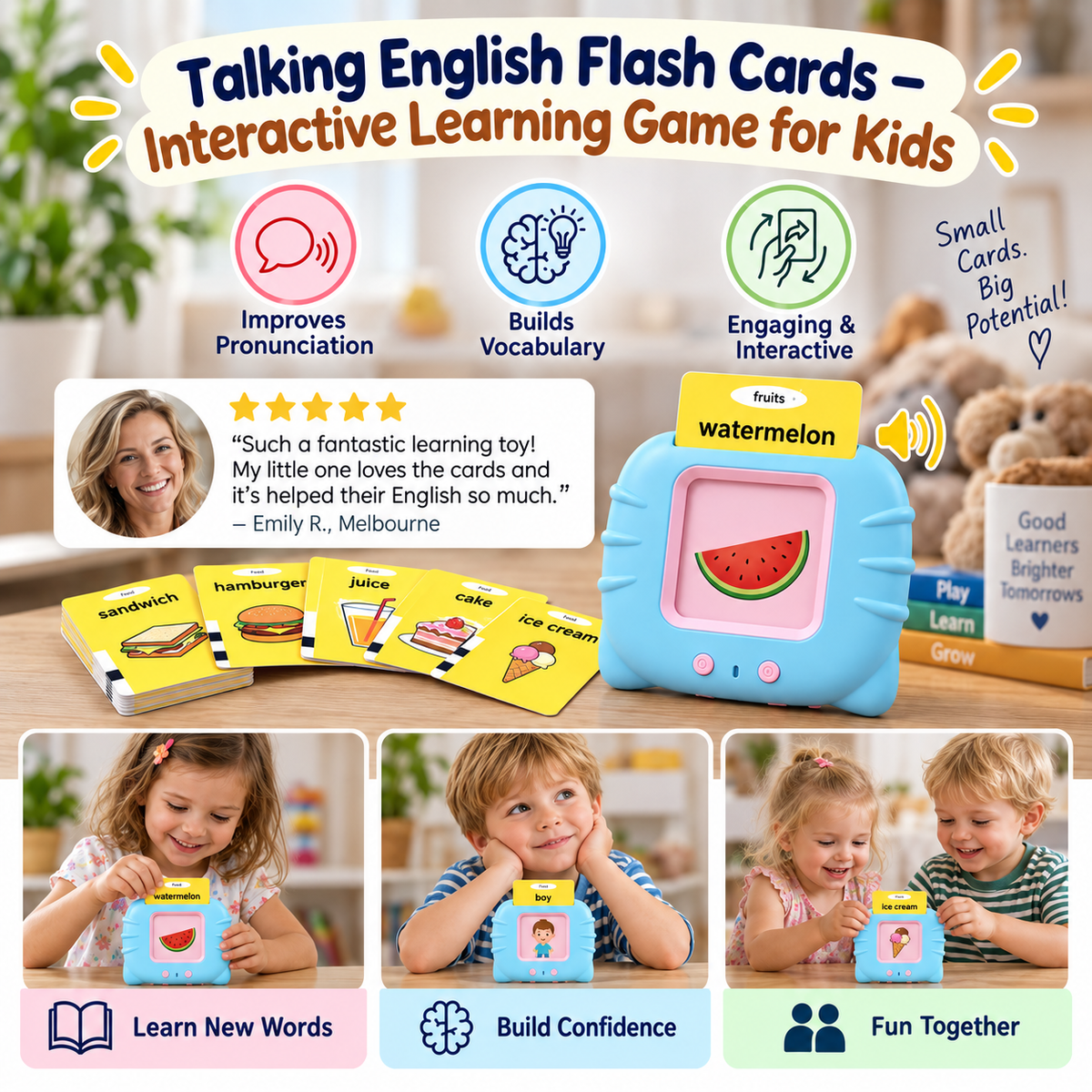 TinyTalk Flash Card Learning Toy + 2 Free Gifts- 50% OFF Only Today