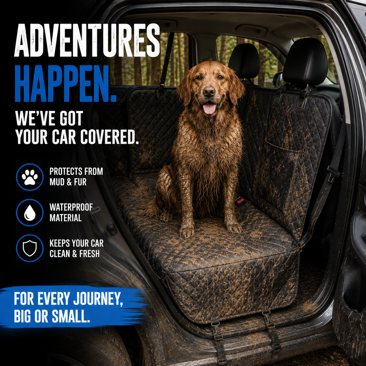 Dog Car Hammock – Hard Bottom Back Seat Extender Waterproof - 50% OFF Today Only