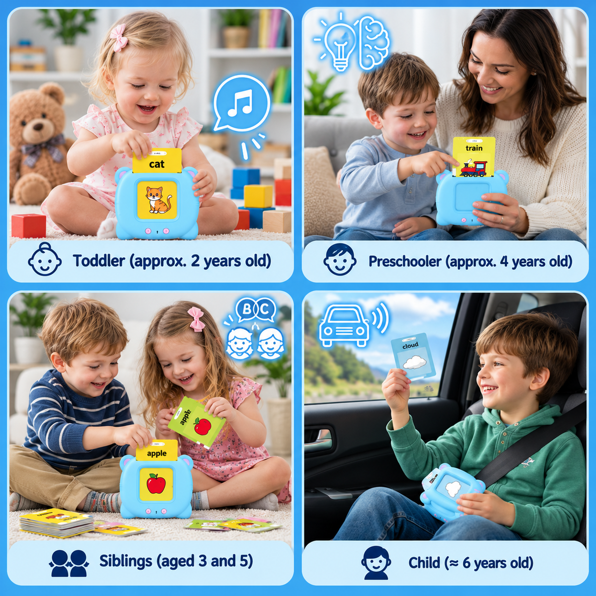TinyTalk Flash Card Learning Toy + 2 Free Gifts- 50% OFF Only Today