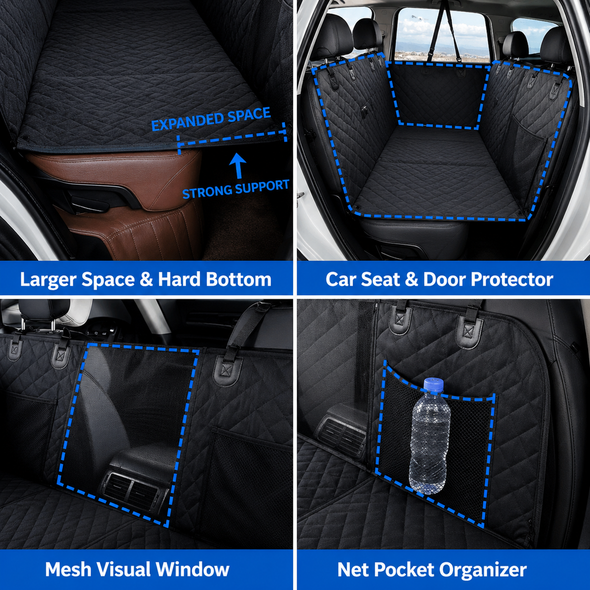 Dog Car Hammock – Hard Bottom Back Seat Extender Waterproof - 50% OFF Today Only