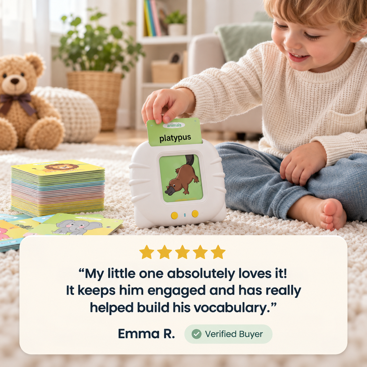 TinyTalk Flash Card Learning Toy + 2 Free Gifts- 50% OFF Only Today