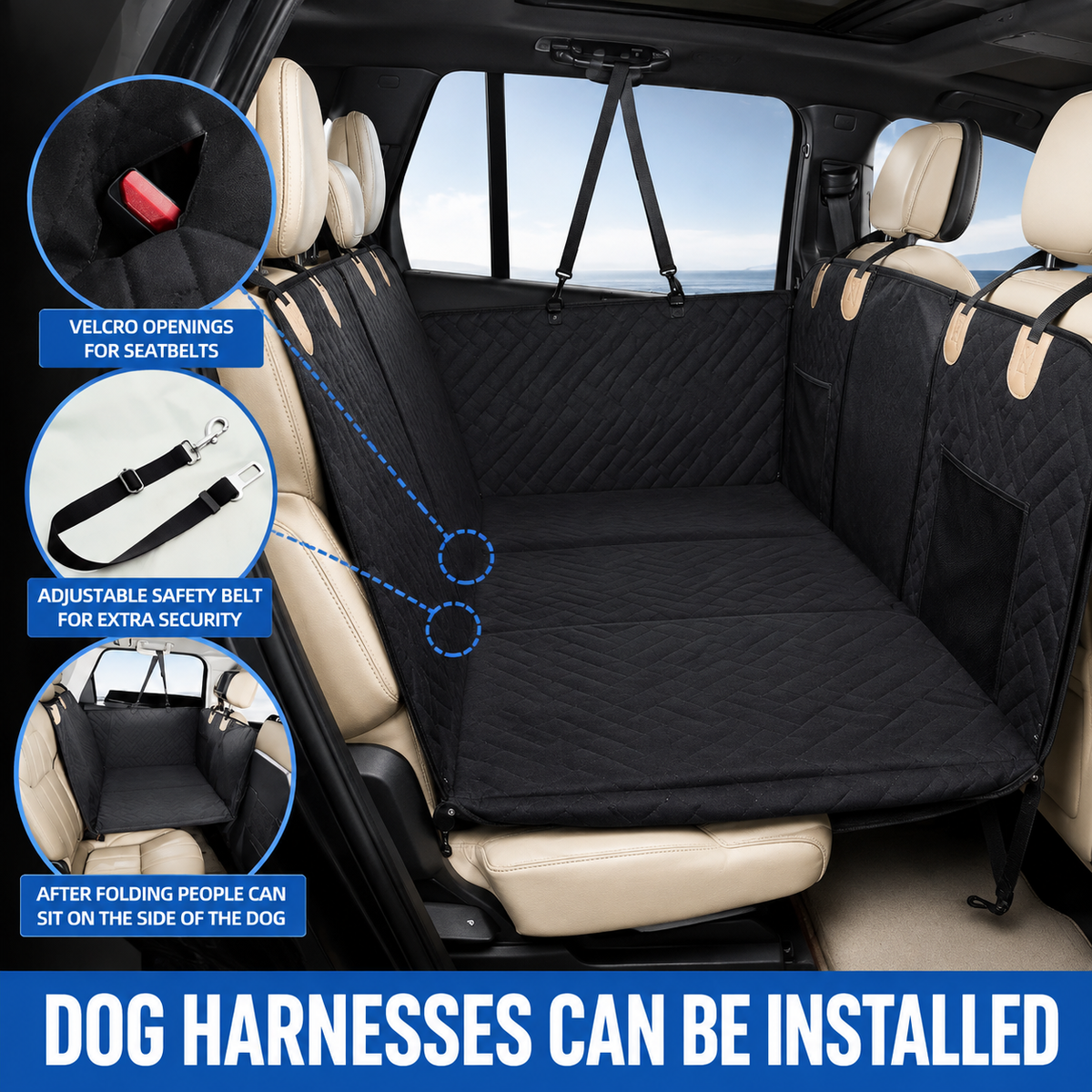 Dog Car Hammock – Hard Bottom Back Seat Extender Waterproof - 50% OFF Today Only